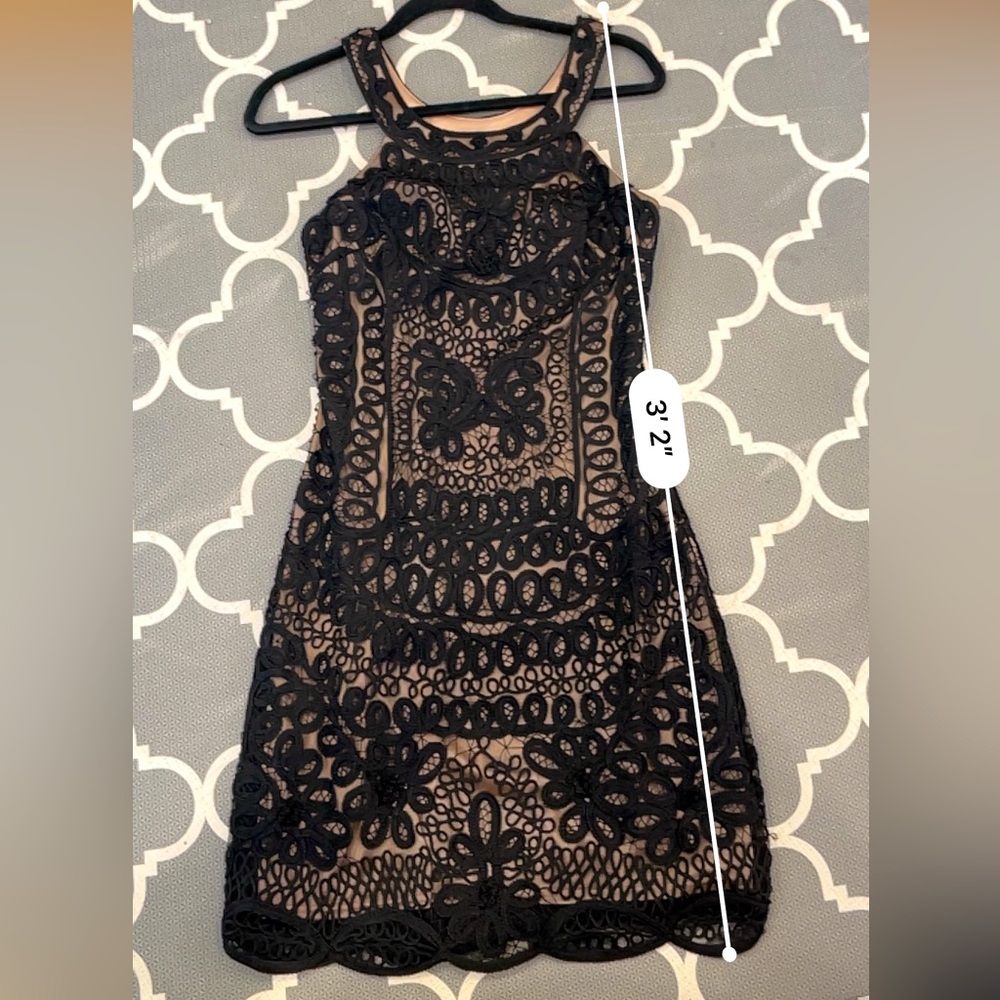 Sue Wong Black Lace Dress Size 4 Embroidered Wedding Guest cocktail Dress NWT
